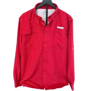 Realtree Fishing Mens Large Brick Red Long Sleeve Button Down Shirt TS10050